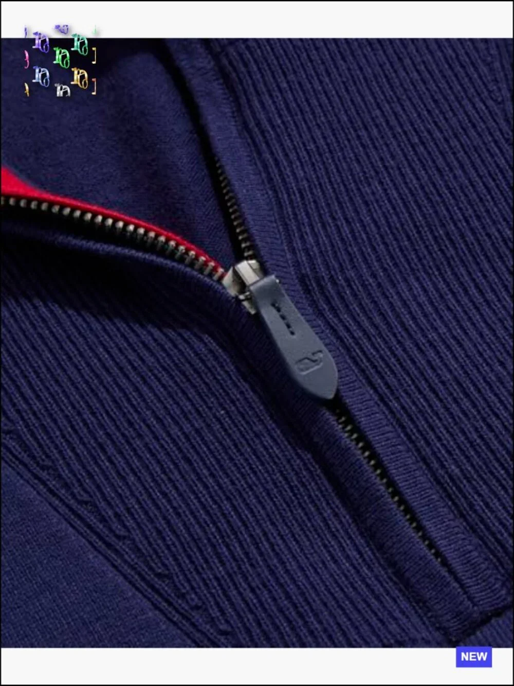 Americana Quarter-Zip Cashmere Cotton Sweater Preppy Flag Sleeve Navy